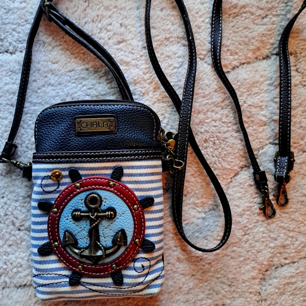 Chala Anchor Crossbody Bag in Blue and Red Brand New Never Used